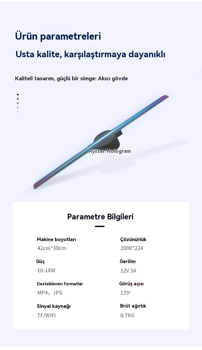 Tcherchi Holografik Projeksiyon 3D Fan, 16 inç Duvara Monte Sanal Üç Boyutlu Süspansiyon Reklam Ekranı