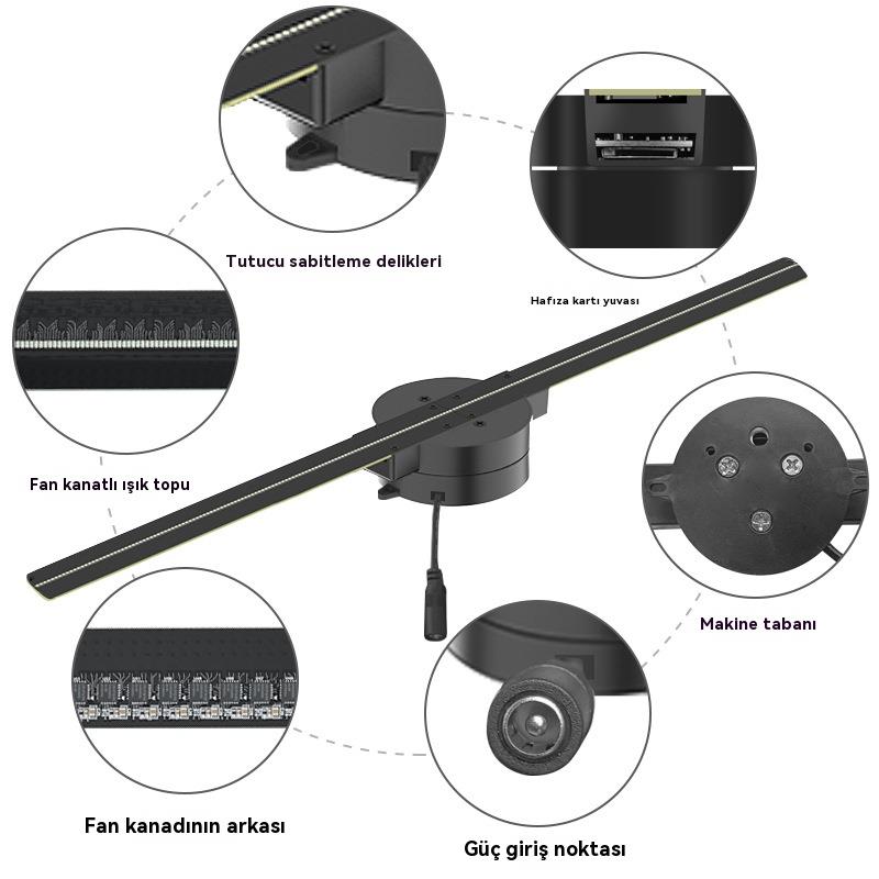 Tcherchi Holografik Projeksiyon 3D Fan, 16 inç Duvara Monte Sanal Üç Boyutlu Süspansiyon Reklam Ekranı
