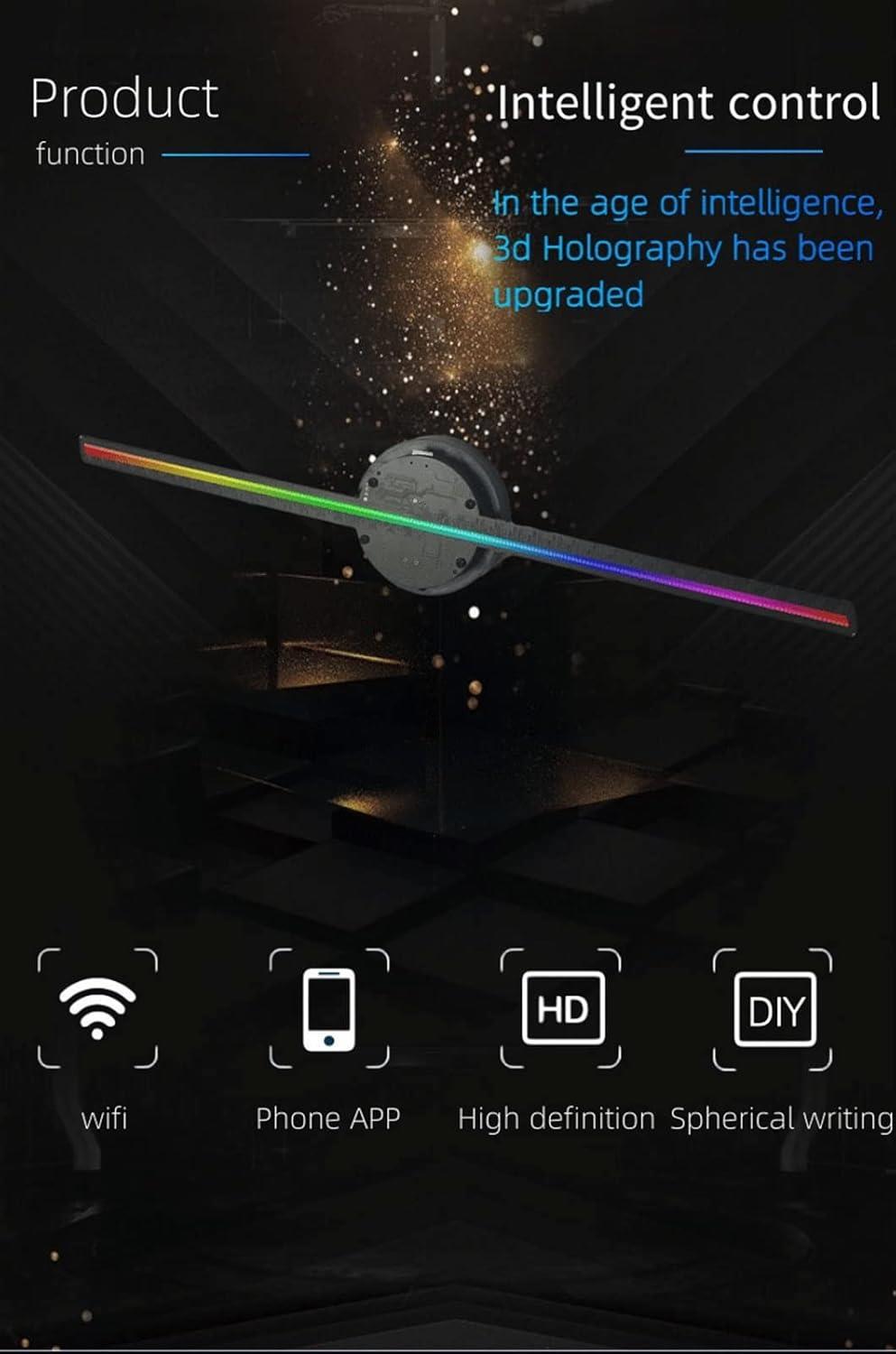 Tcherchi Holografik Projeksiyon 3D Fan, 16 inç Duvara Monte Sanal Üç Boyutlu Süspansiyon Reklam Ekranı