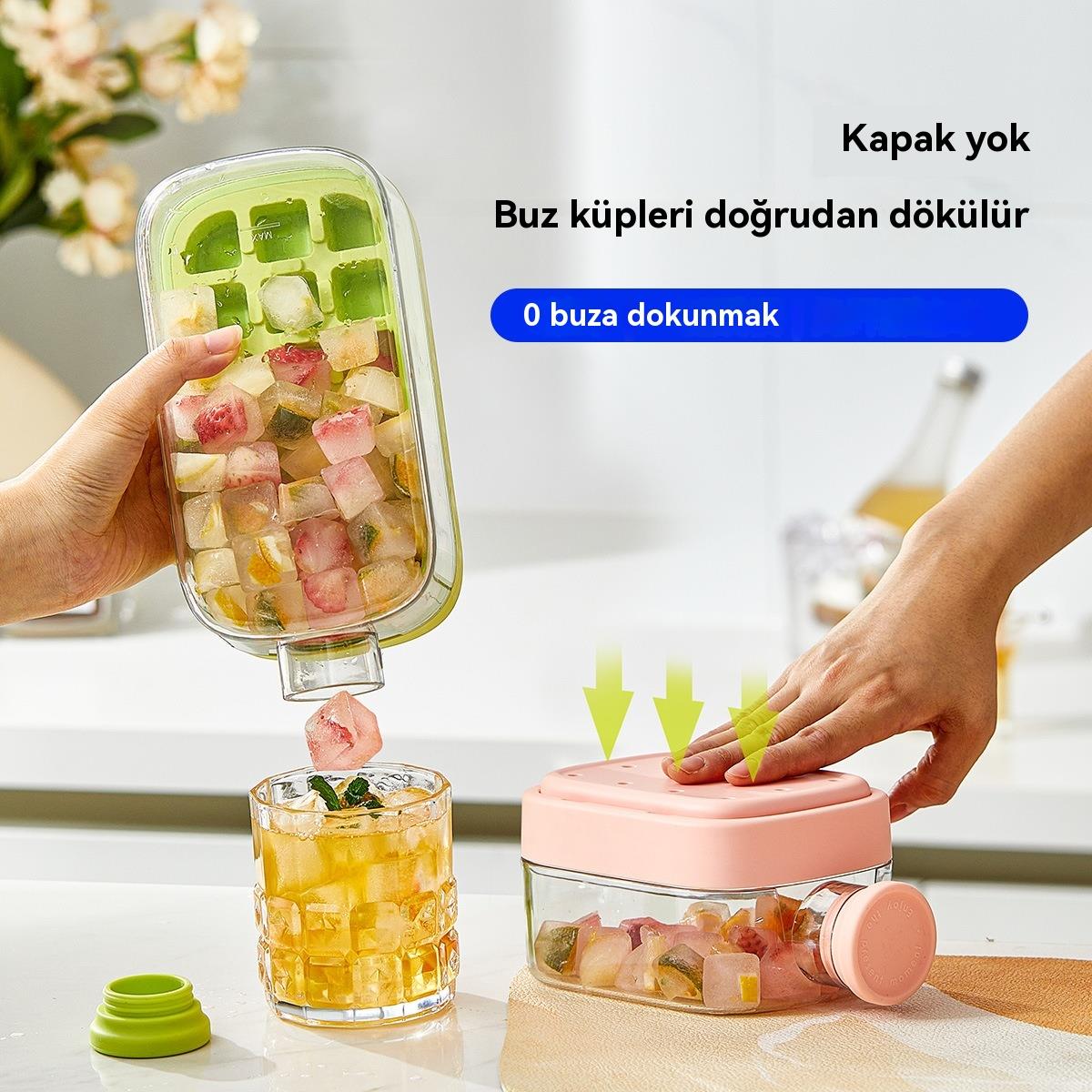 Tcherchi IceBottle 2'si 1 Arada – Buz Küpü + Taşınabilir Su Şişesi, Serin Yaz İçin Pipetli Buz Küpü Kalıp Su Şişesi
