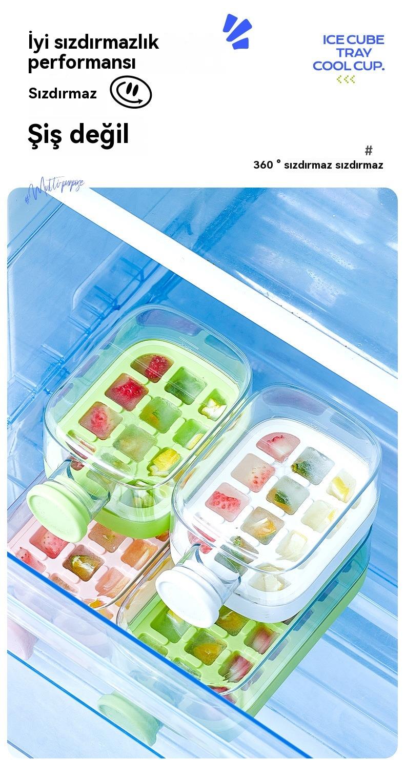 Tcherchi IceBottle 2'si 1 Arada – Buz Küpü + Taşınabilir Su Şişesi, Serin Yaz İçin Pipetli Buz Küpü Kalıp Su Şişesi