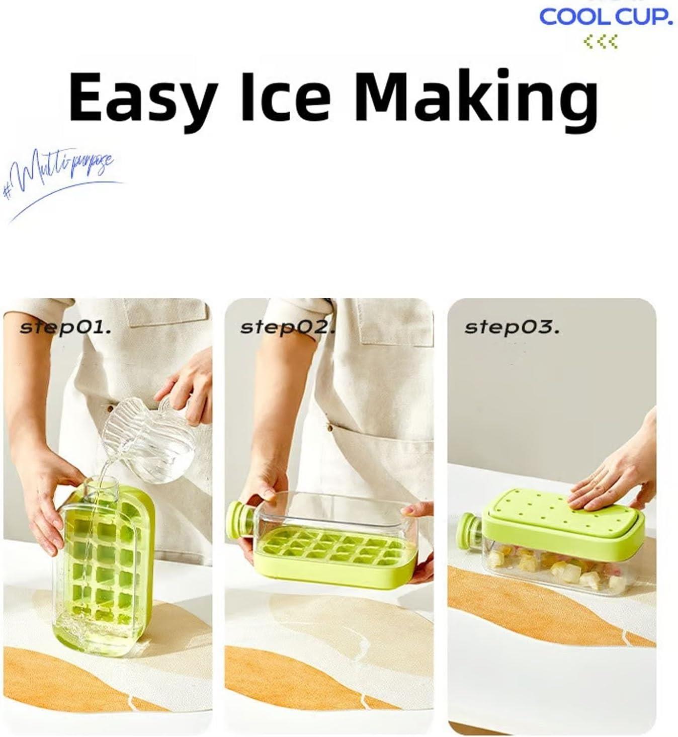 Tcherchi IceBottle 2'si 1 Arada – Buz Küpü + Taşınabilir Su Şişesi, Serin Yaz İçin Pipetli Buz Küpü Kalıp Su Şişesi