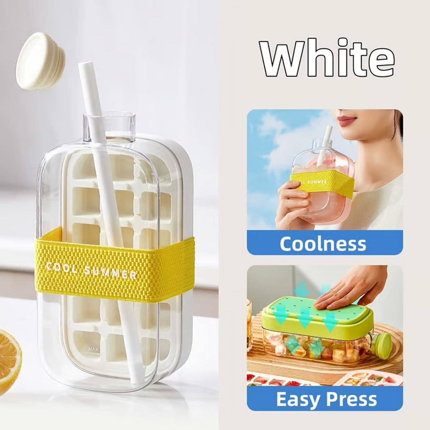 Tcherchi IceBottle 2'si 1 Arada – Buz Küpü + Taşınabilir Su Şişesi, Serin Yaz İçin Pipetli Buz Küpü Kalıp Su Şişesi