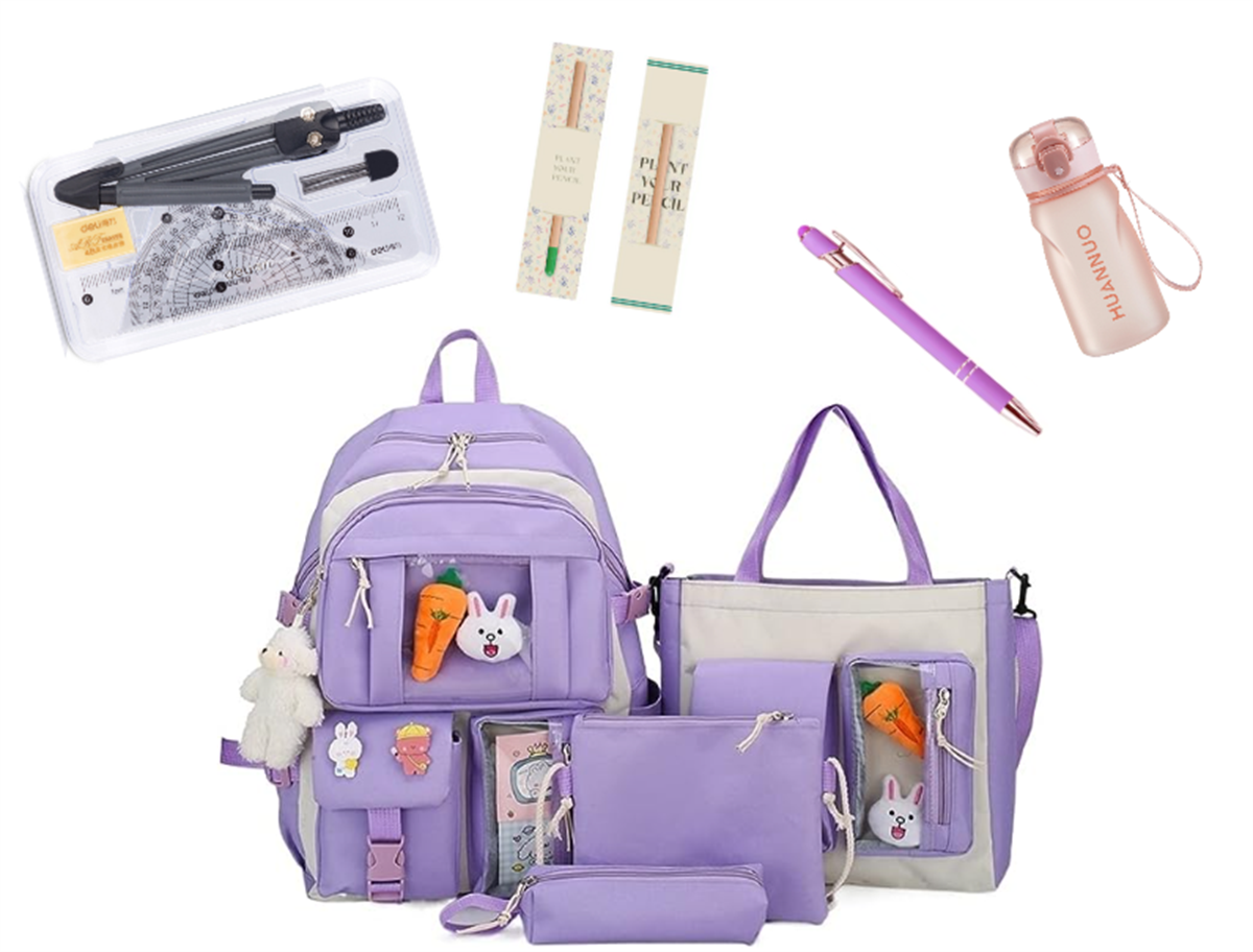 Tcherchi Kadın İlkokul Ortaokul Okul Seti Çanta Suluk Kalem Silgi Geometri Seti