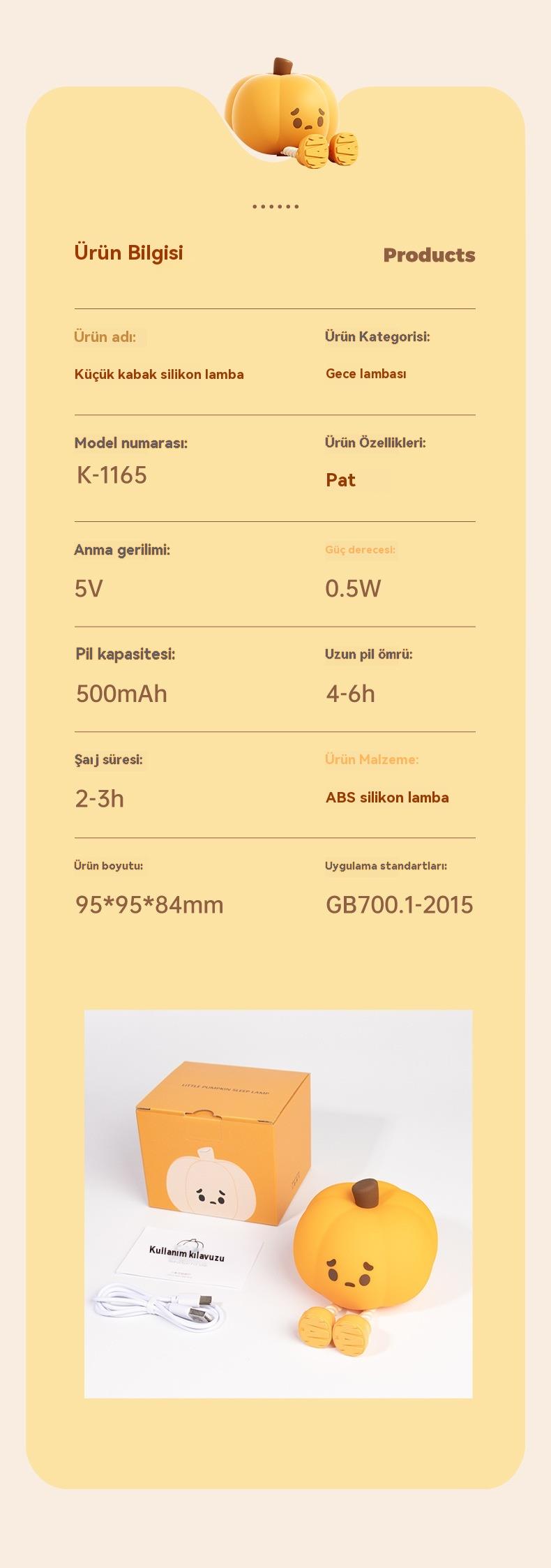 Tcherchi Kabak Gece Lambası, Sevimli Dokunmatik Sensör Lamba Silikon Gece Lambası