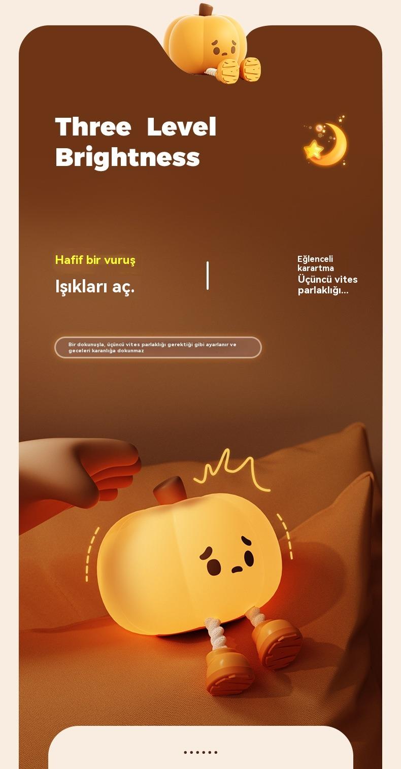 Tcherchi Kabak Gece Lambası, Sevimli Dokunmatik Sensör Lamba Silikon Gece Lambası