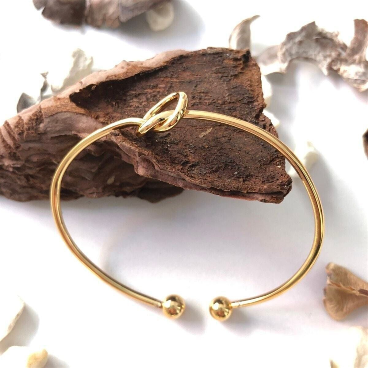 Tcherchi Kadın Altın Düğüm Detay Ayarlanabilir Kelepçe Bileklik