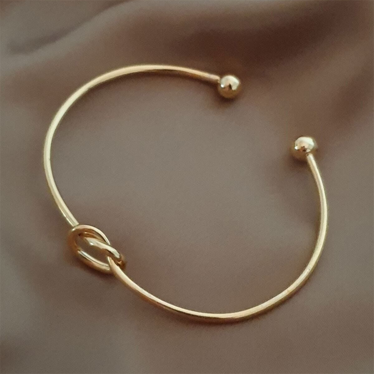 Tcherchi Kadın Altın Düğüm Detay Ayarlanabilir Kelepçe Bileklik