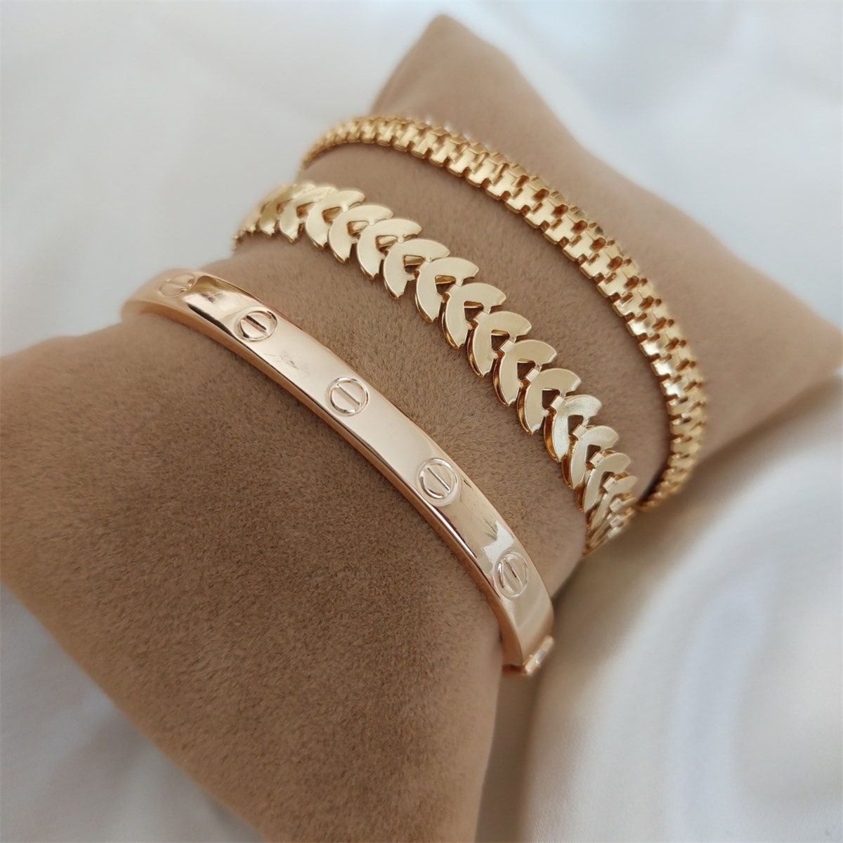 Tcherchi Kadın Gold Renk Çelik Kombin Bileklik