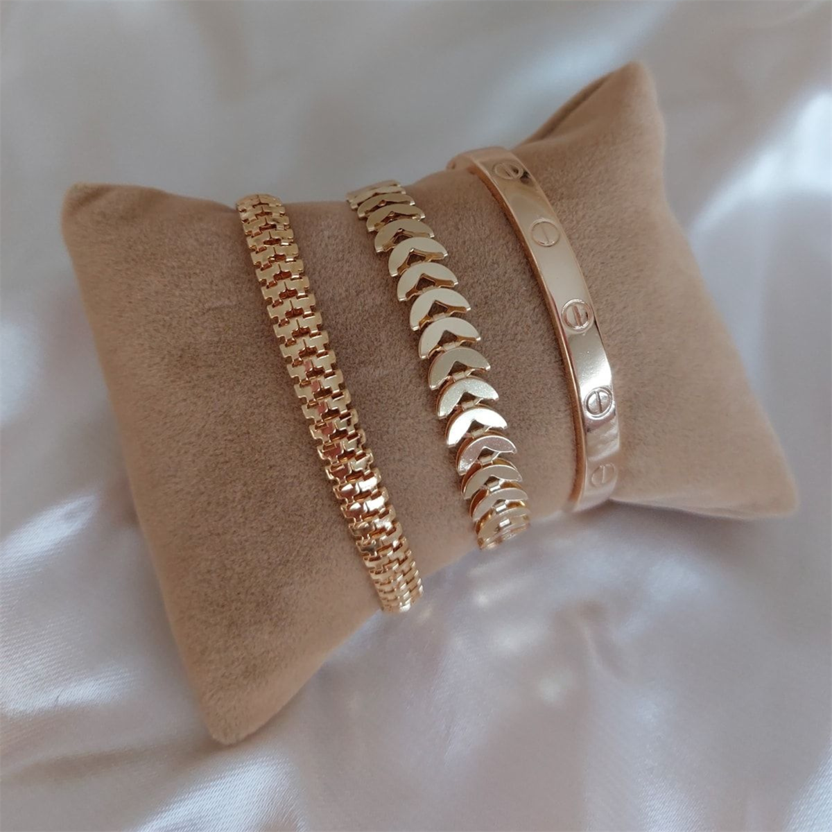 Tcherchi Kadın Gold Renk Çelik Kombin Bileklik