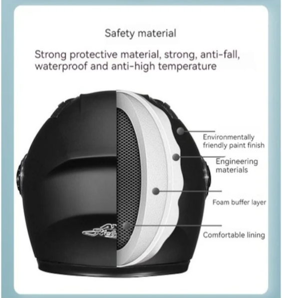 Tcherchi Kış Buğu Önleyici Sıcak Tam Kask Sürme Kaskı Siyah