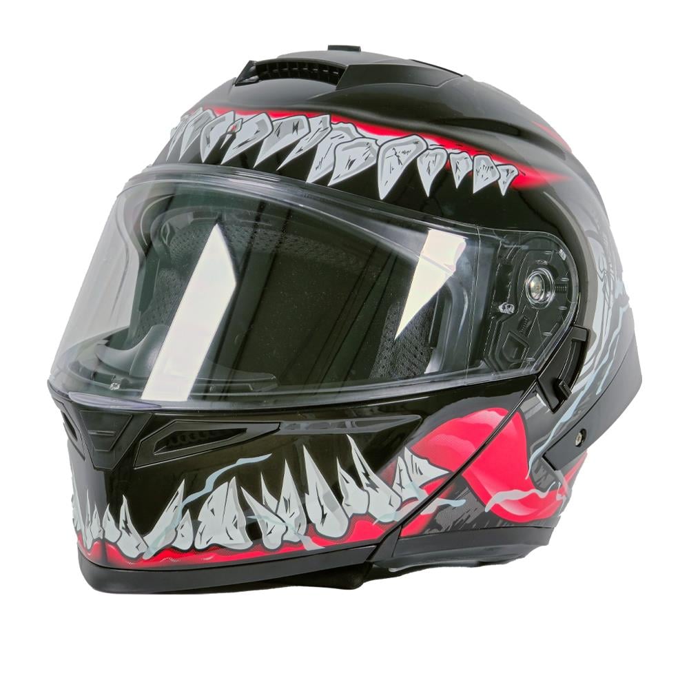 Tcherchi Kronos Serisi Çeneden Açılabilir Motor Kaskı (ECE 22.06) (SİYAH VİZÖR DAHİL)