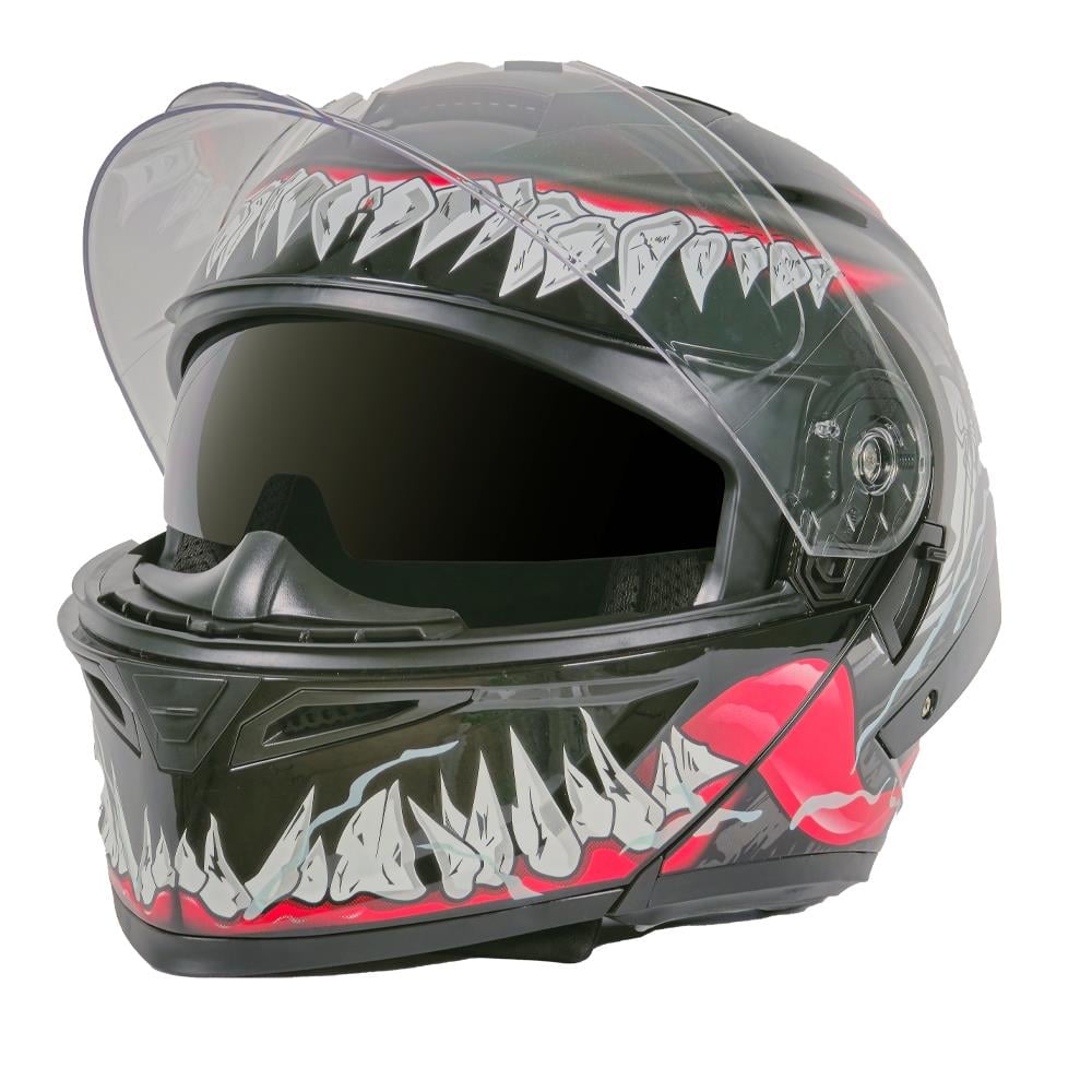 Tcherchi Kronos Serisi Çeneden Açılabilir Motor Kaskı (ECE 22.06) (SİYAH VİZÖR DAHİL)