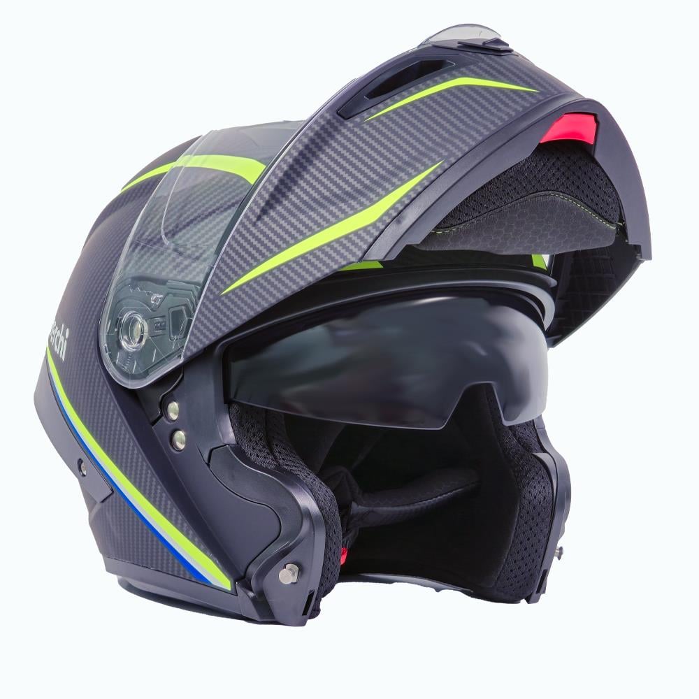 Tcherchi Kronos Serisi Çeneden Açılabilir Motor Kaskı (ECE 22.06) (SİYAH VİZÖR DAHİL)