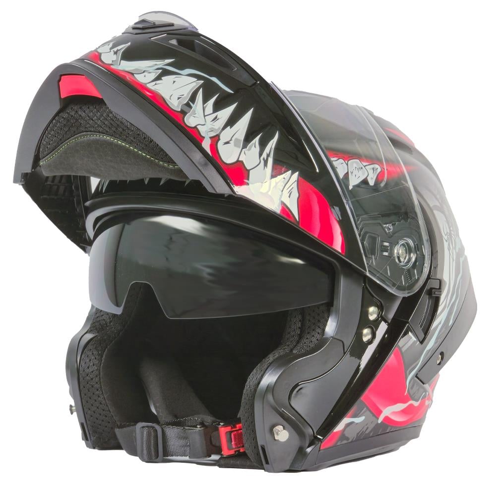 Tcherchi Kronos Serisi Çeneden Açılabilir Motor Kaskı (ECE 22.06) (SİYAH VİZÖR DAHİL)