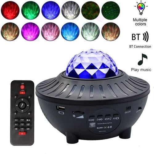 Tcherchi LED Işıklı Uzaktan Kumandalı Yıldızlı Projektör - Siyah 