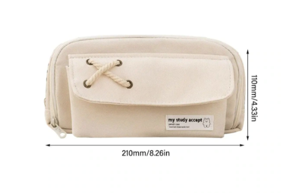 Tcherchi Öğrenciler İçin Tuval Büyük Kapasiteli Kawaii Okul Kalem Kutusu