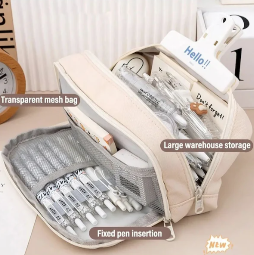 Tcherchi Öğrenciler İçin Tuval Büyük Kapasiteli Kawaii Okul Kalem Kutusu