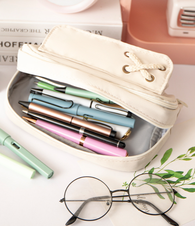 Tcherchi Öğrenciler İçin Tuval Büyük Kapasiteli Kawaii Okul Kalem Kutusu