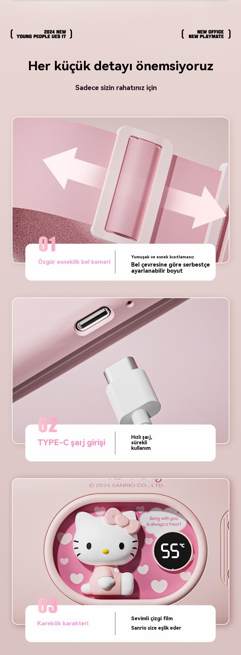 Tcherchi Sanrio Hello Kitty / Kuromi Adet Sancısı Ağrısı Masaj Kemeri