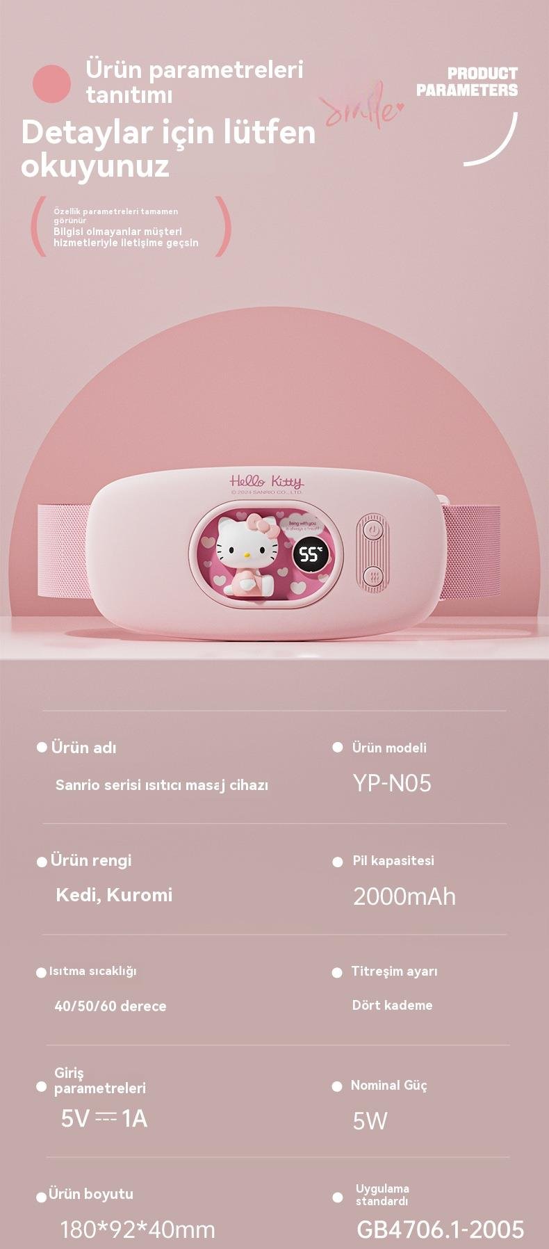 Tcherchi Sanrio Hello Kitty / Kuromi Adet Sancısı Ağrısı Masaj Kemeri