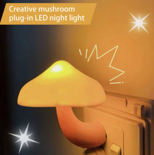 Tcherchi Sevimli Mantar LED Başucu Tak-Çalıştır Gece Lambası