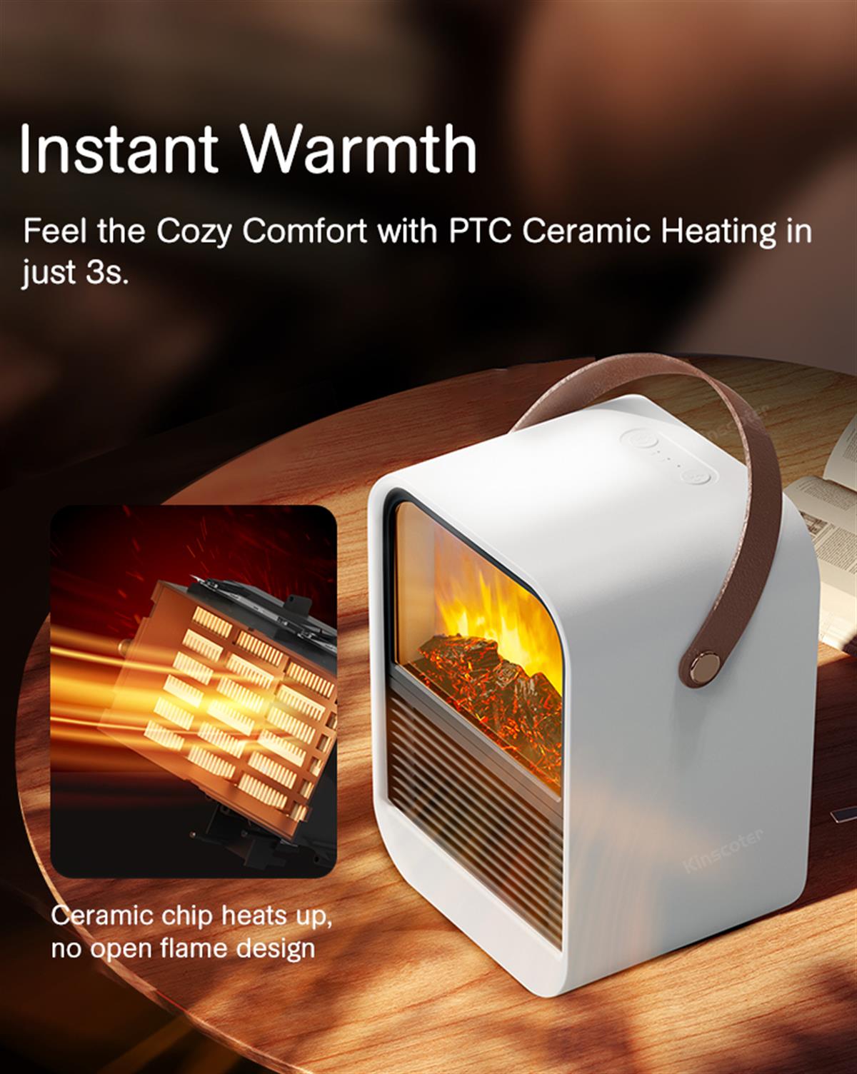 Tcherchi Şömine Elektrikli Sıcak Hava Fanı Taşınabilir Masaüstü Isıtma Sobası Radyatör Alev Isıtıcı