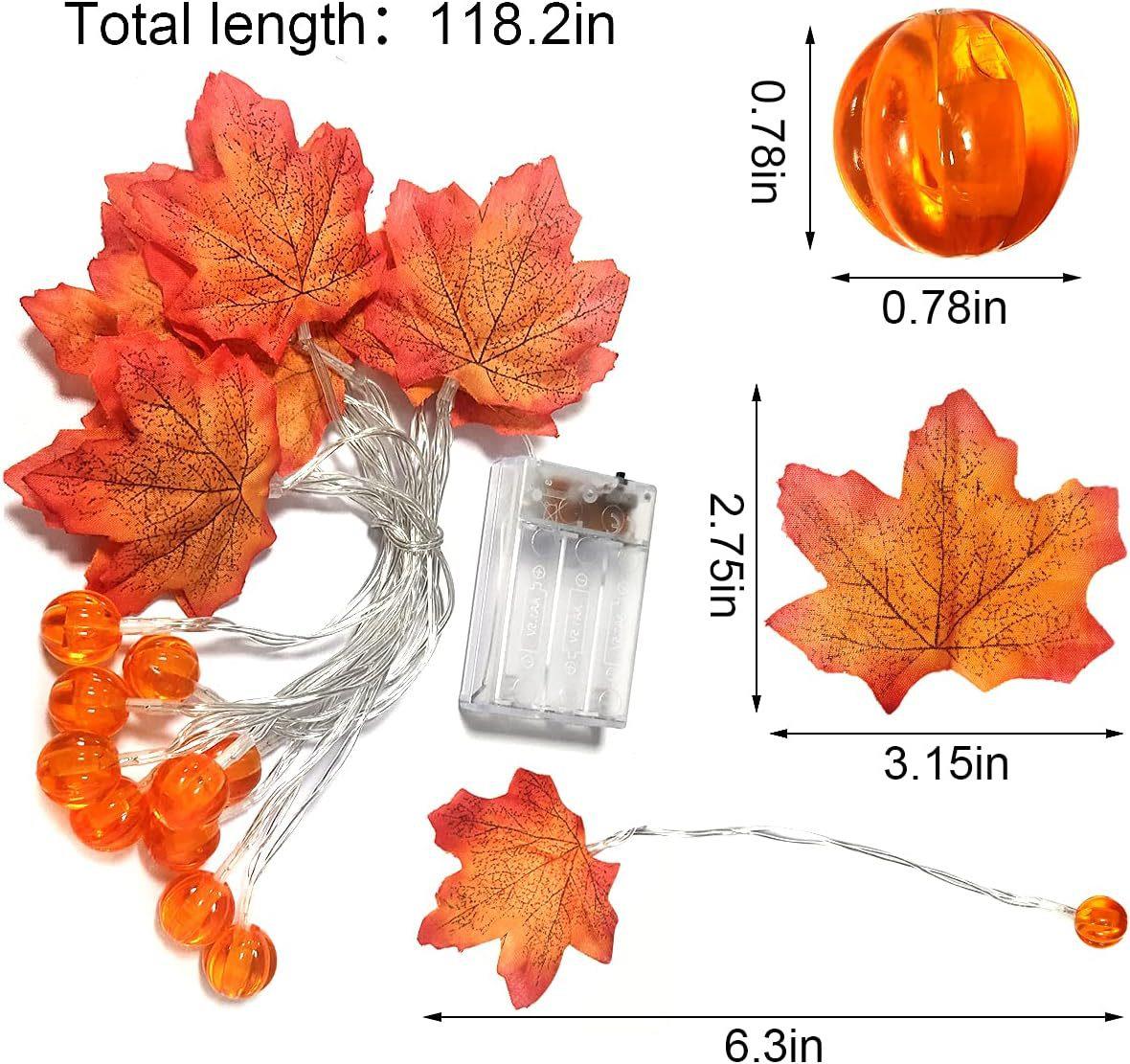 Tcherchi Sonbahar Ev Dekoru Akçaağaç Yaprak Kabak Feneri, 3D Kabak Sonbahar Yaprakları Çelenk Işıkları, Şömine İçin Uygun