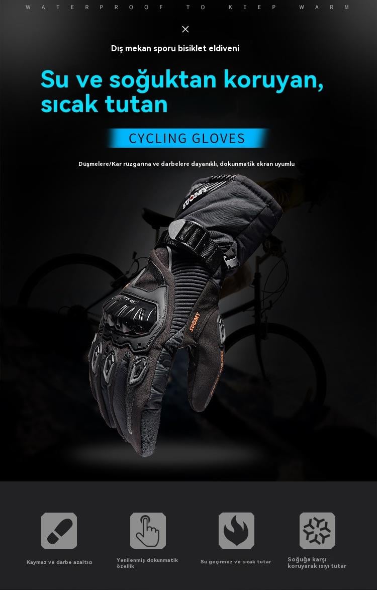 Tcherchi Su Geçirmez Dört Mevsim Kışlık Motosiklet Eldivenleri