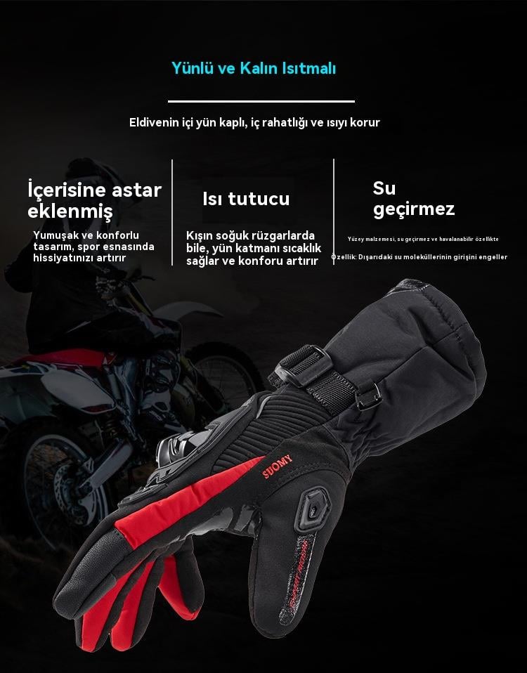 Tcherchi Su Geçirmez Dört Mevsim Kışlık Motosiklet Eldivenleri