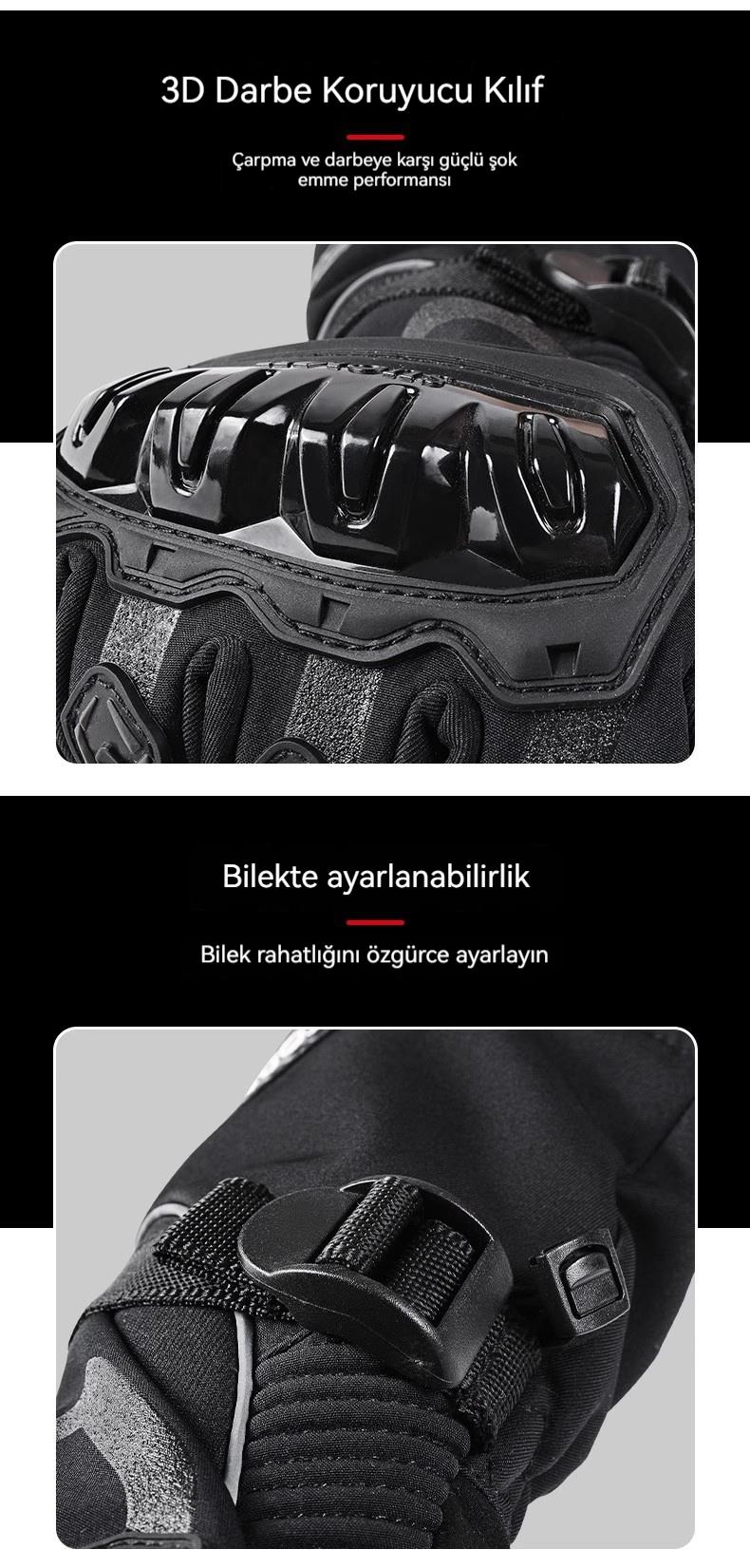 Tcherchi Su Geçirmez Dört Mevsim Kışlık Motosiklet Eldivenleri