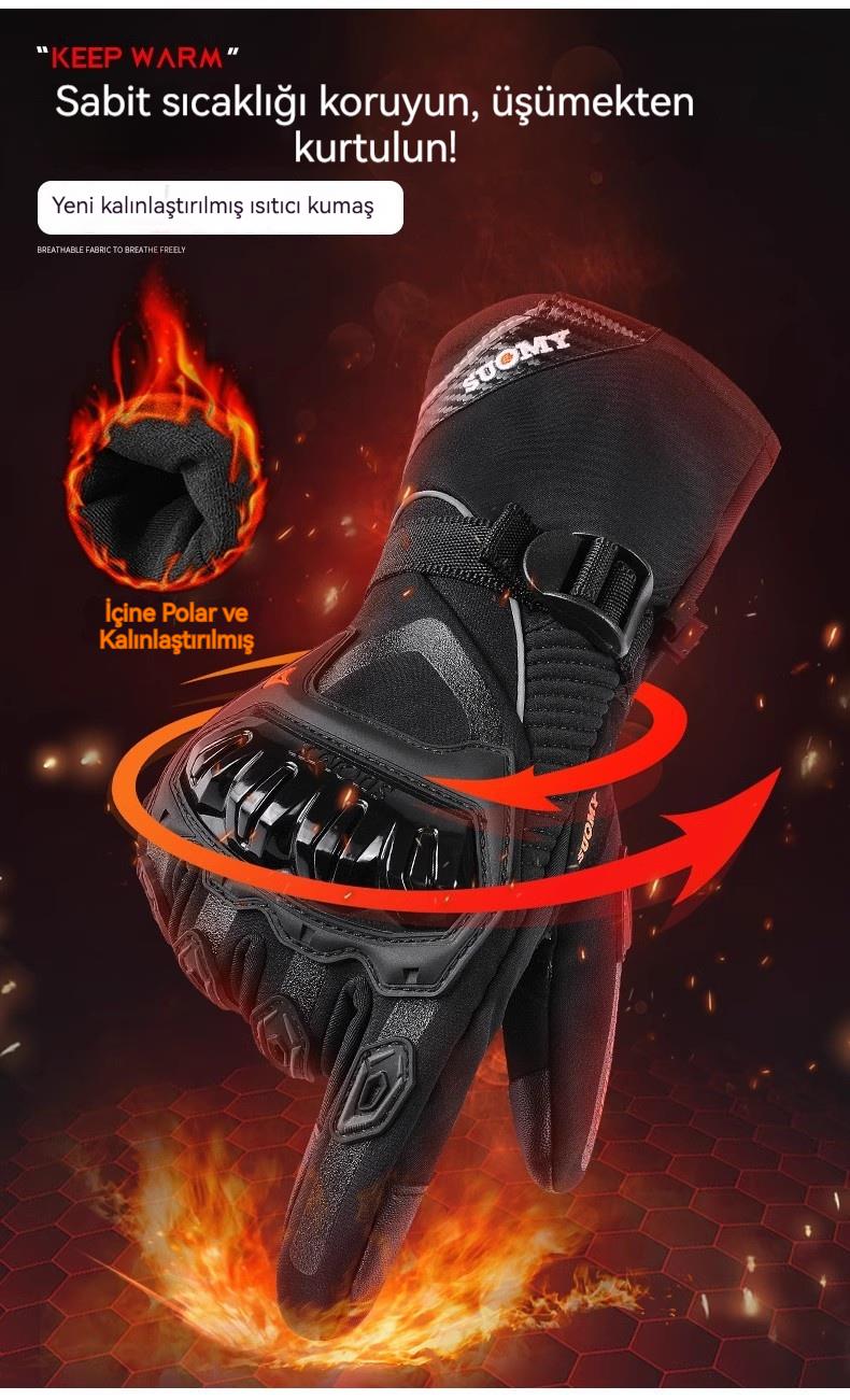 Tcherchi Su Geçirmez Dört Mevsim Kışlık Motosiklet Eldivenleri