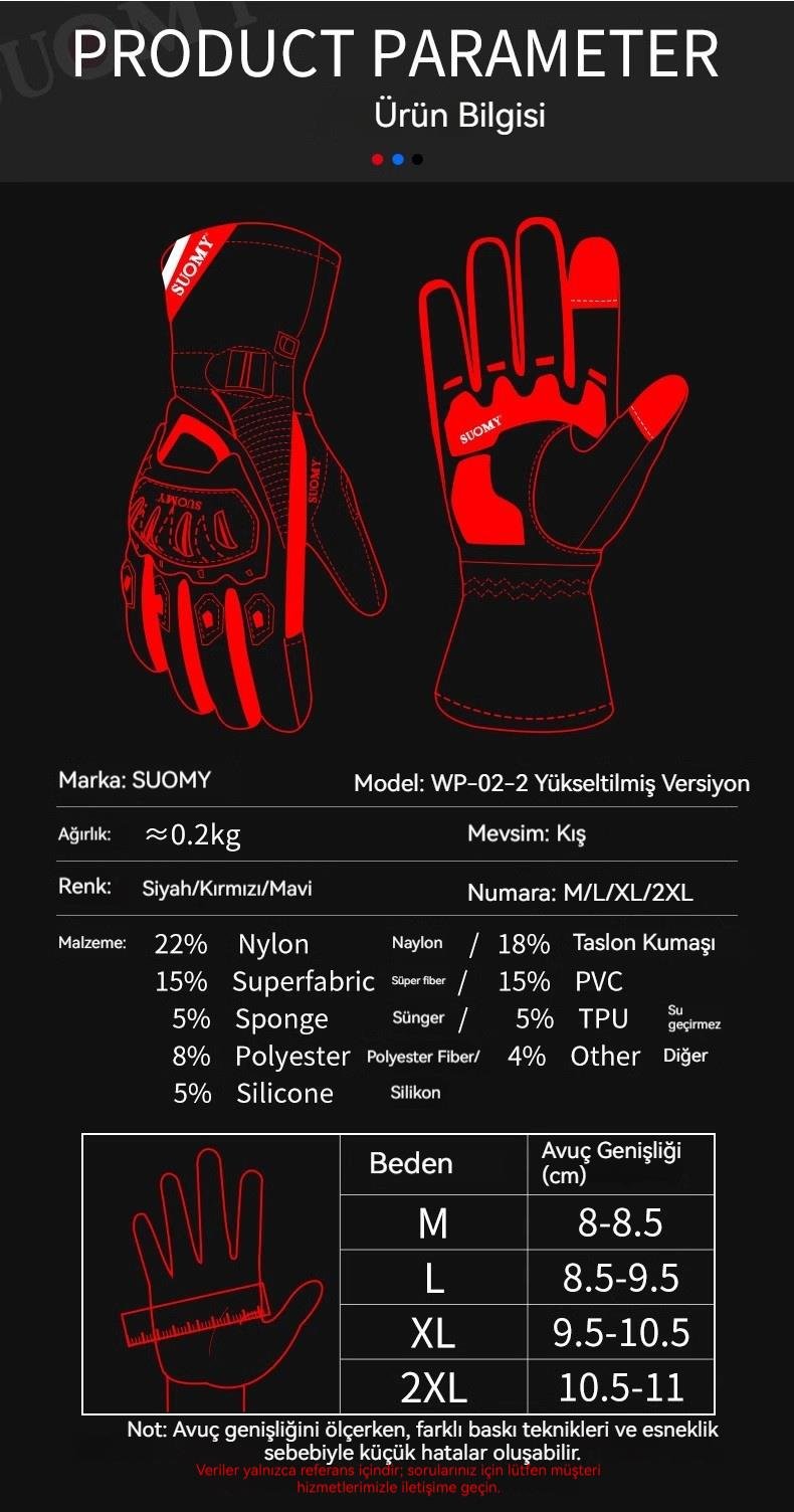 Tcherchi Su Geçirmez Dört Mevsim Kışlık Motosiklet Eldivenleri