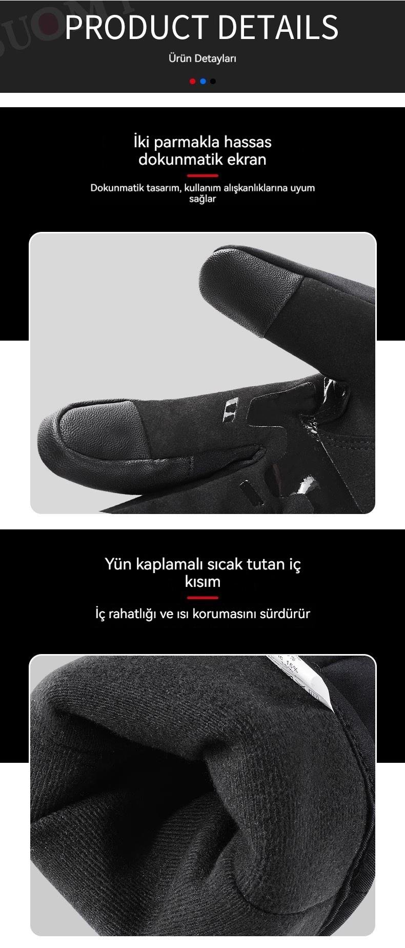 Tcherchi Su Geçirmez Dört Mevsim Kışlık Motosiklet Eldivenleri