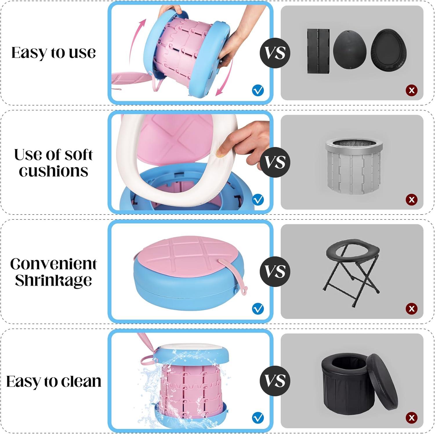 Tcherchi Taşınabilir Katlanabilir Tuvalet Lazımlık, Seyahat için Ayarlanabilir Yükseklik Bebek Tuvaleti