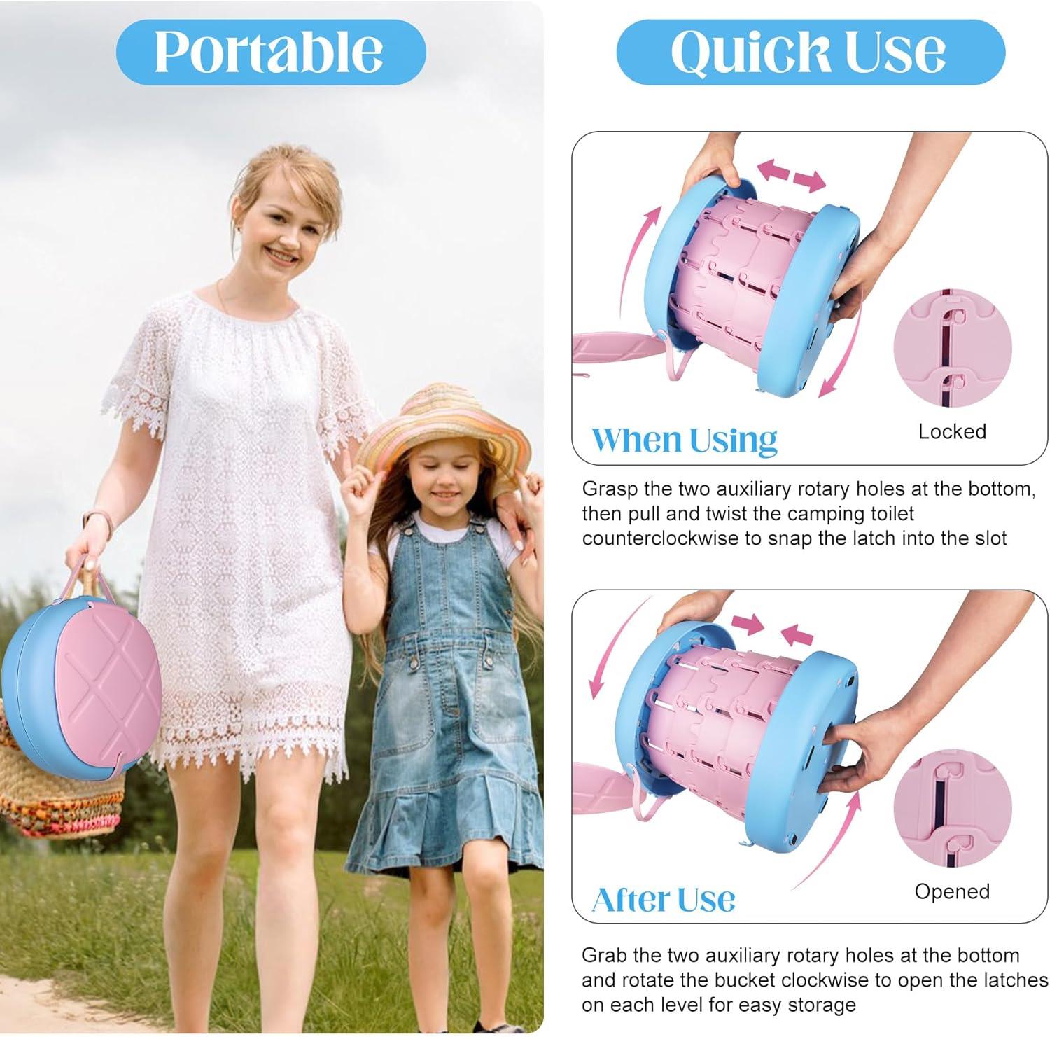 Tcherchi Taşınabilir Katlanabilir Tuvalet Lazımlık, Seyahat için Ayarlanabilir Yükseklik Bebek Tuvaleti