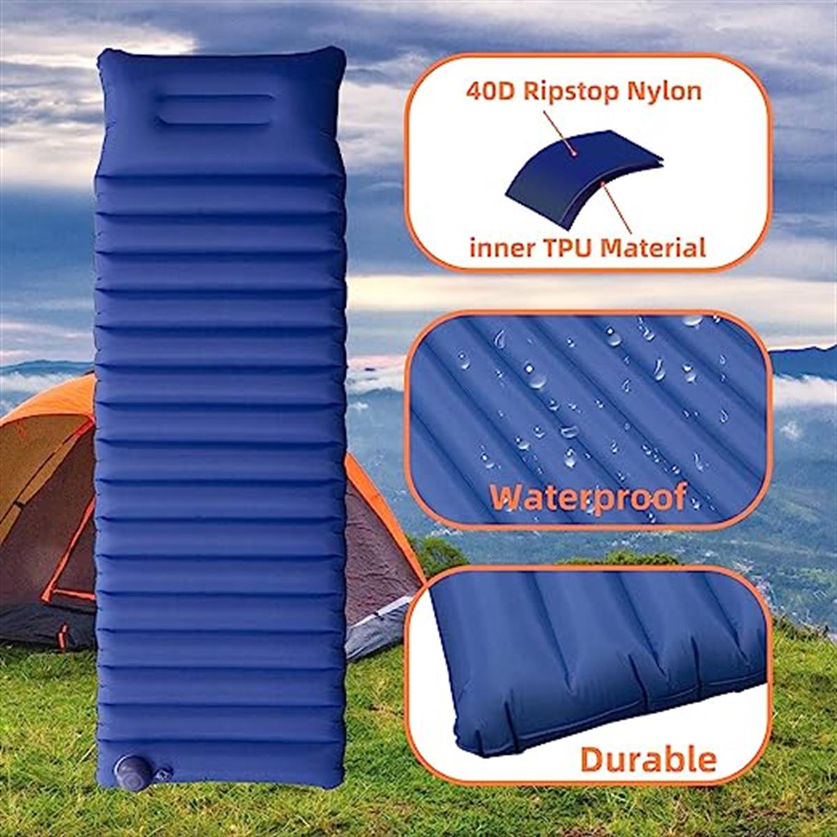 Tcherchi Tek Kişilik Dahili Yastıklı Taşınabilir Kamp ve Uyku Yatağı