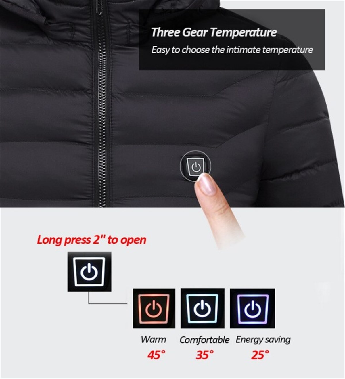 Tcherchi USB Isıtmalı Dolgulu Ayrılabilir Şapkalı Erkek Mont