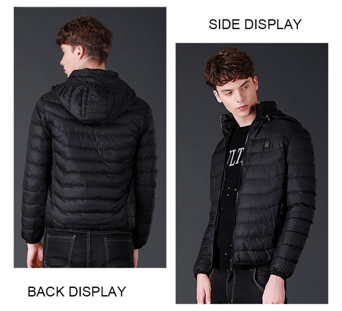 Tcherchi USB Isıtmalı Dolgulu Ayrılabilir Şapkalı Erkek Mont