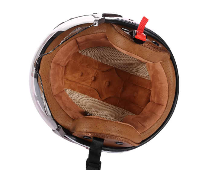 Tcherchi Vintage Chopper Motosiklet Açık Yüz Kaskı Bej 