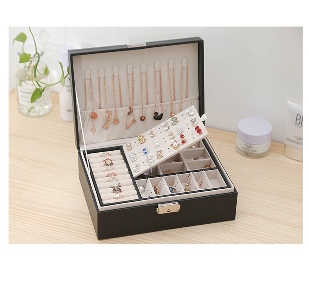 Tcherchi Yeni çift katmanlı ahşap mücevher kutusu