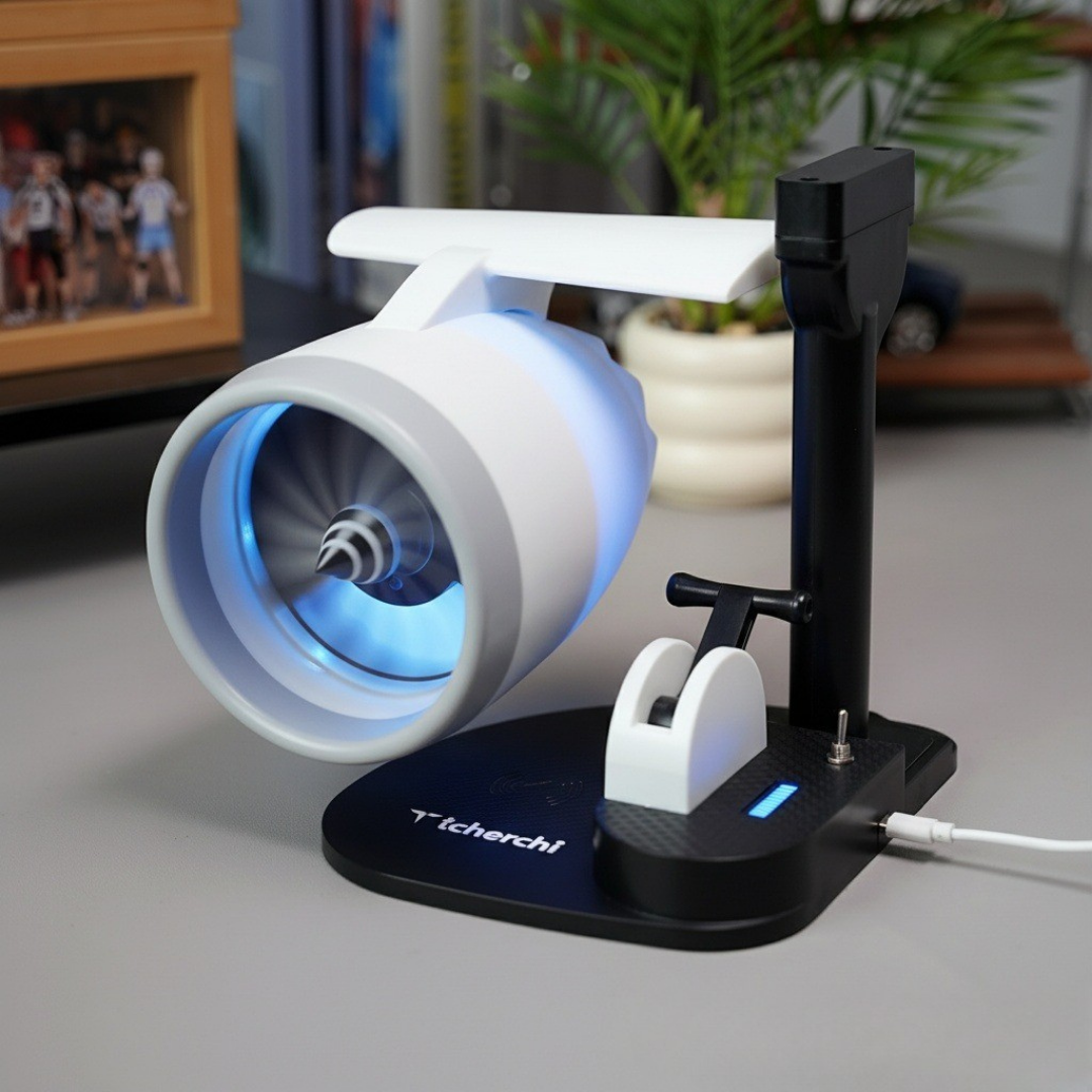 Tcherchi Yeni Masaüstü JetFan – Kablosuz Şarj, Serinletici Fan ve Nemlendirici Bir Arada