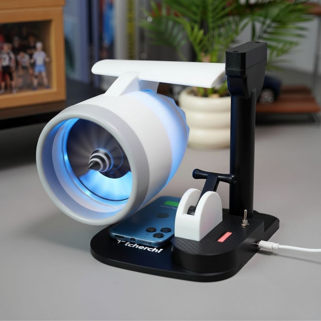 Tcherchi Yeni Masaüstü JetFan – Kablosuz Şarj, Serinletici Fan ve Nemlendirici Bir Arada