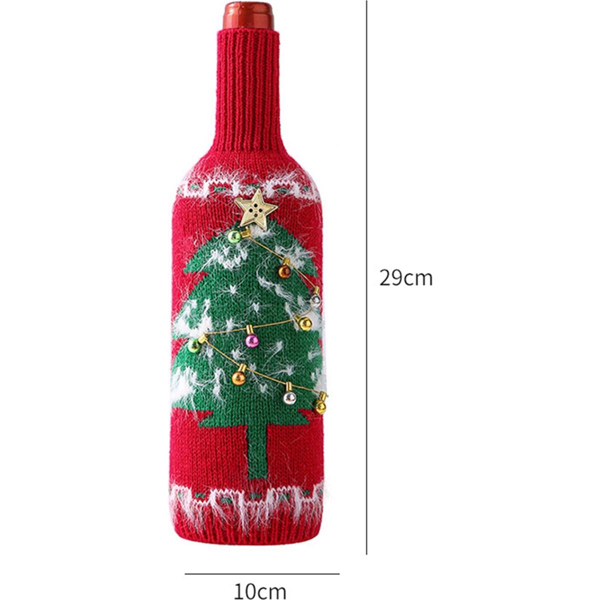 Tcherchi Yılbaşı Temalı Örme Kumaş Şarap Şişesi Kılıfı