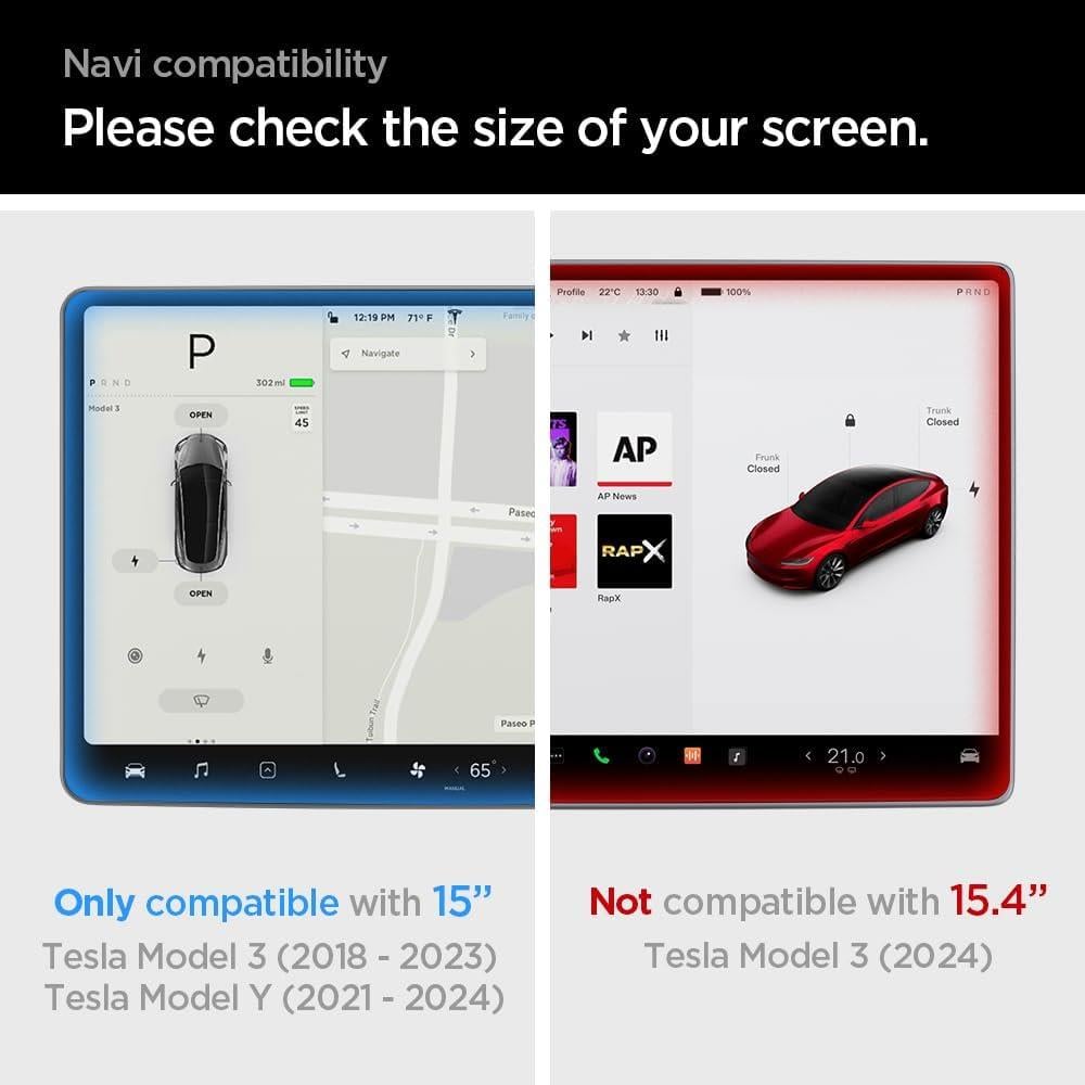 Tesla Model 3 / Y Dashboard Dokunmatik Ekran için Tasarlanmış Temperli Cam Ekran Koruyucu - Mat