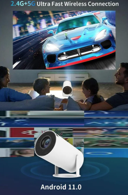 Torima HY-300 PRO Taşınabilir Sinema Projektörü Ev Sineması Wi-Fi Bluetooth Android 11 Akıllı Projeksiyon Cihazı