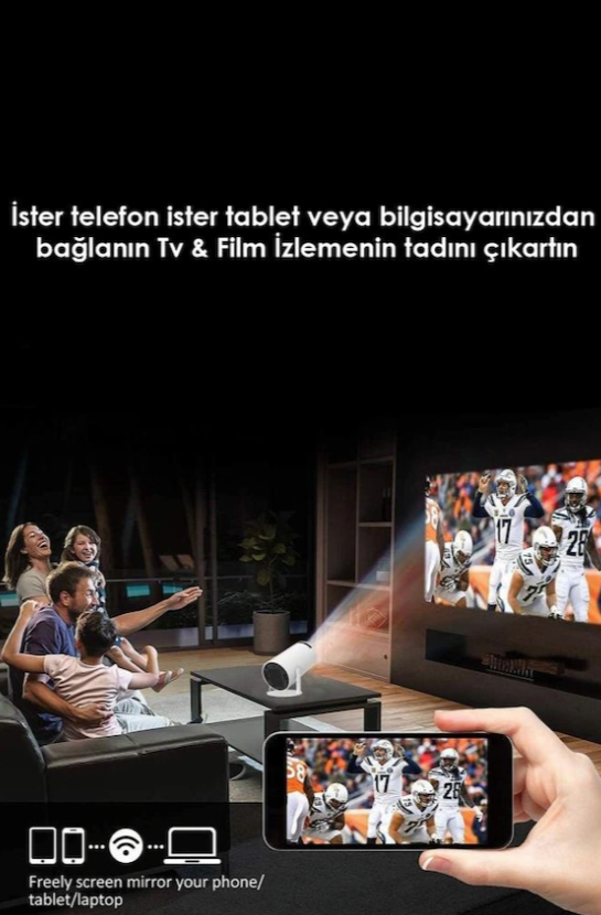 Torima HY-300 PRO Taşınabilir Sinema Projektörü Ev Sineması Wi-Fi Bluetooth Android 11 Akıllı Projeksiyon Cihazı