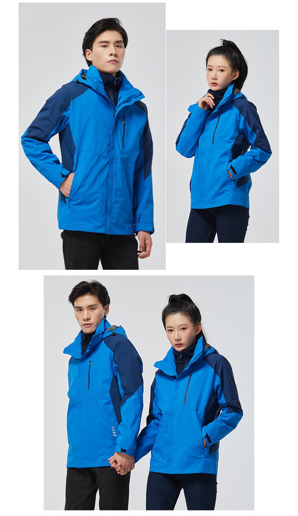 Unisex 3 Katmanlı İç Polar Ceket Outdoor Suya Dayanıklı Spor Sıcak Ceket + Kazak XL