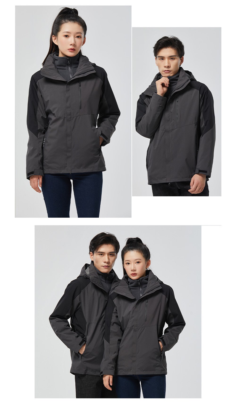 Unisex 3 Katmanlı İç Polar Ceket Outdoor Suya Dayanıklı Spor Sıcak Ceket + Kazak XL