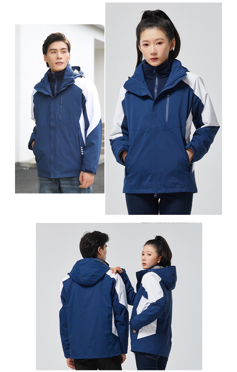 Unisex 3 Katmanlı İç Polar Ceket Outdoor Suya Dayanıklı Spor Sıcak Ceket + Kazak XL